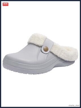 Fur Lined Clogs Fuzzy Slippers Memory Foam Waterproof Non-Slip